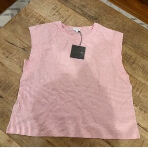 Le Lis Collection Pink White Striped Top Large NWT